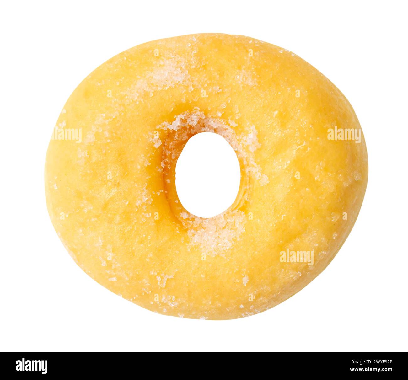 Top view of single sugar glazed cinnamon donut is isolated on white ...