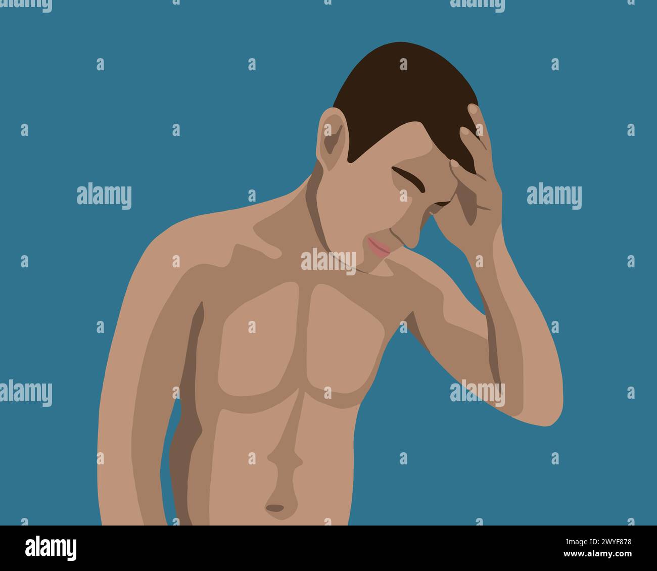 Migraine man vector isolated illustration. A man has a headache. The ...