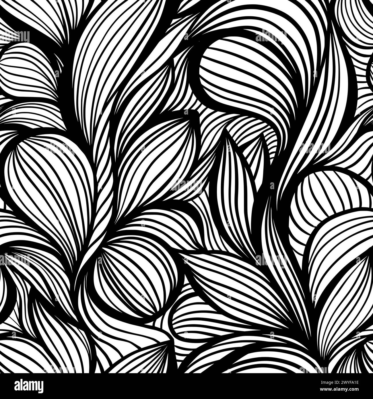Line Pattern Artwork File Vector File Black and White Line Art Wavy Lines Vector Seamless Pattern for Textile ...