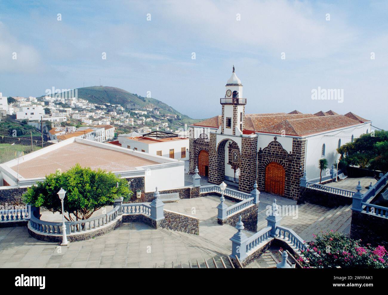 Nuestra Señora de la Concepcion church and overview. Valverde, El Hierro island, Canary Islands, Spain. Stock Photo