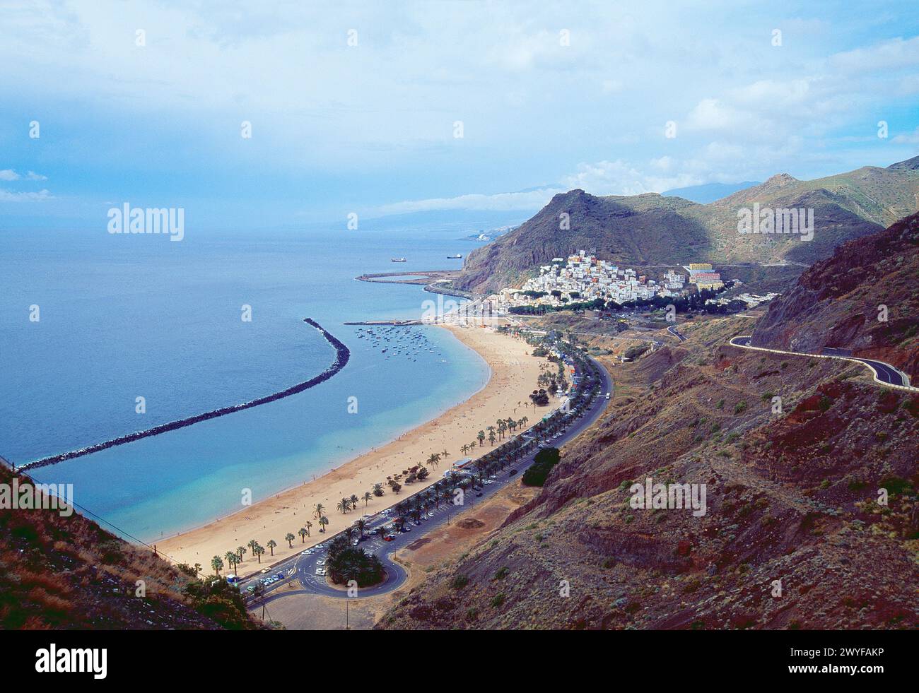 Panoramic view. Las Teresitas beach, Tenerife island, Canary Islands, Spain. Stock Photo