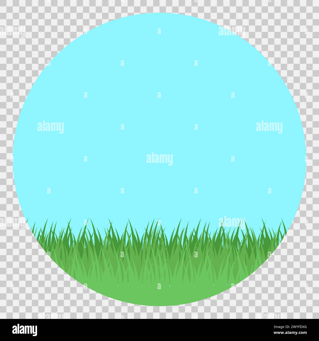 Green Grass With Blue Sky In Round Frame Stock Vector