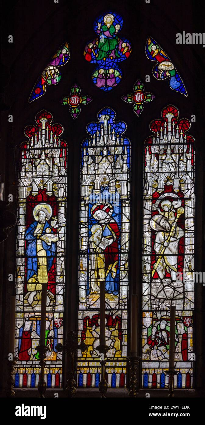 Great east stained glass Window, c, 1410, All Saints North Street church, York, England Stock Photo