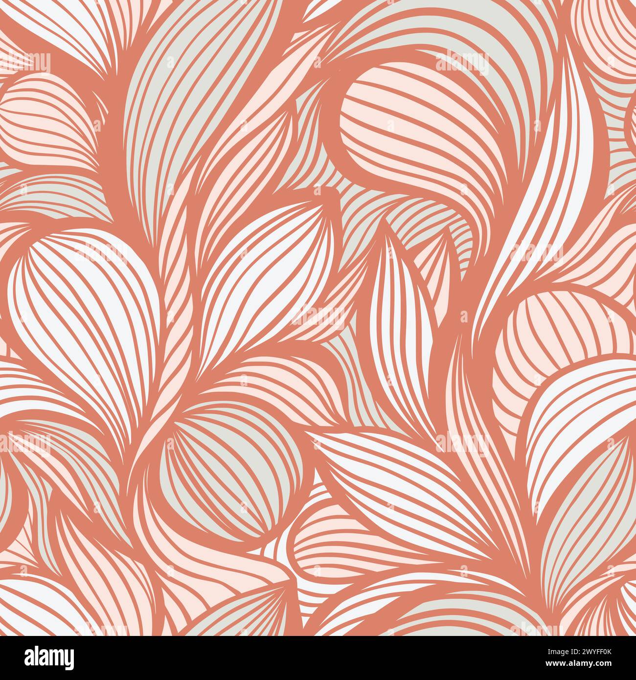 Orange Line Art Wavy Lines Vector Seamless Pattern for Textile Stock ...