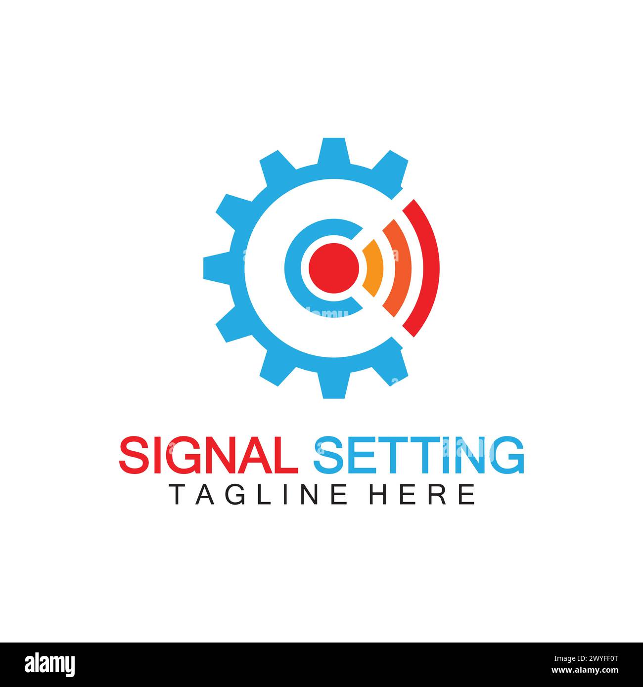 signal setting logo with gear and signal composition, logo for setting Connection, Signal, Internet, Telephone, Radio, Computer, Wifi, Communication, Stock Vector