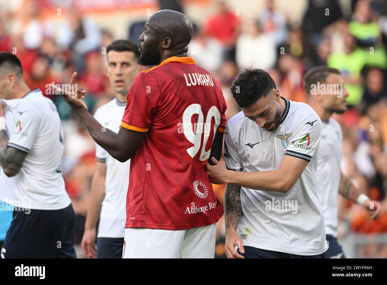 Rome, Italy. 06th Apr, 2024. Romelu Lukaku of AS Roma during the Serie A football match between AS Roma and SS Lazio at Olimpico stadium in Rome (Italy), April 6th, 2024. Credit: Insidefoto di andrea staccioli/Alamy Live News Stock Photo