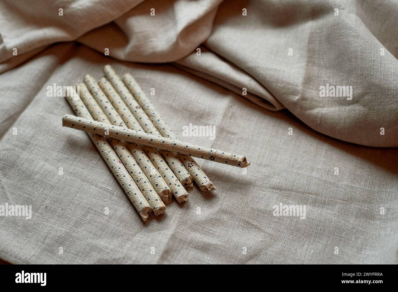 Incense sticks with wormwood for working with energy points. Chinese Alternative Medicine. Stock Photo
