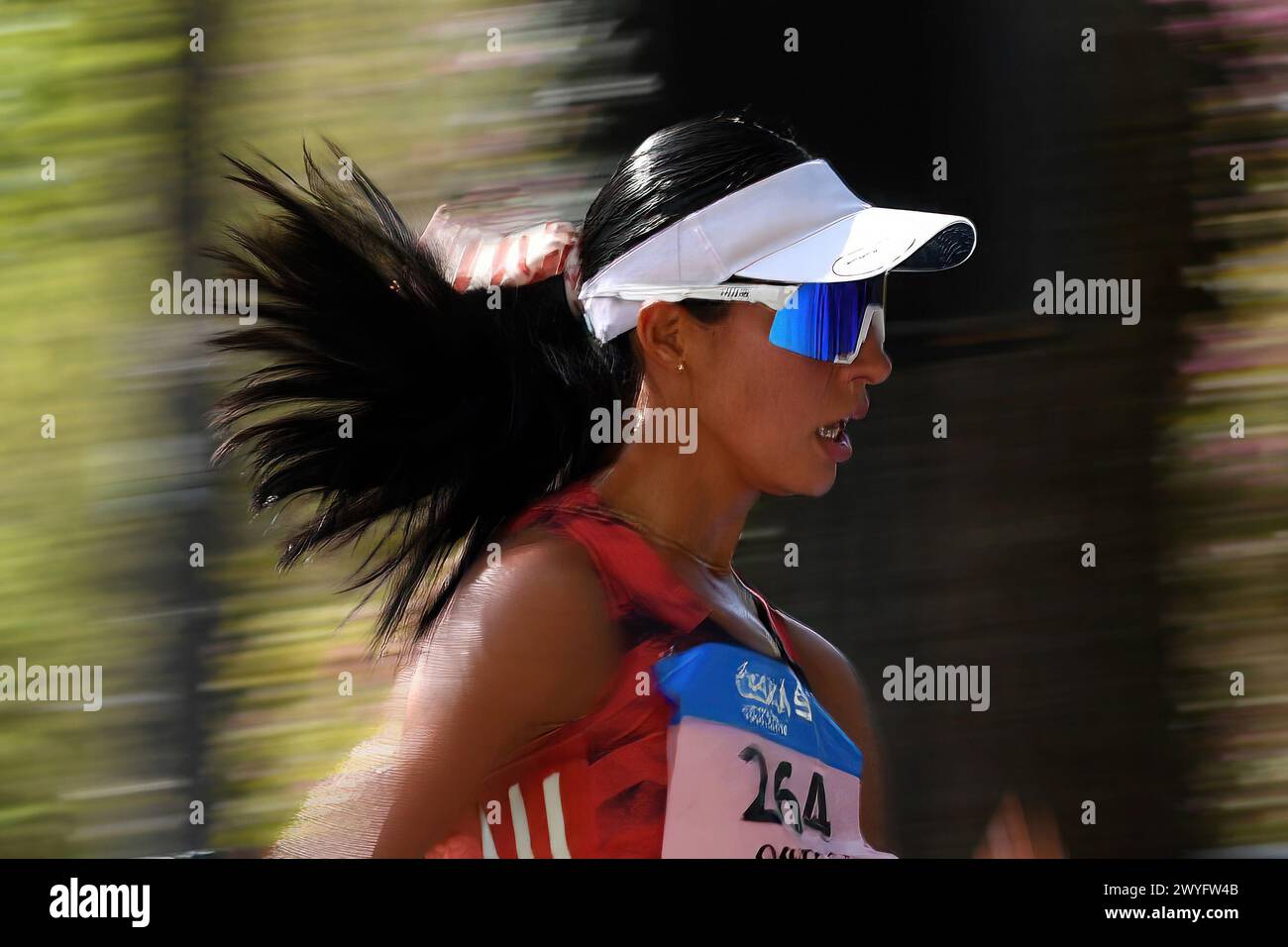 Podebrady, Czech Republic. 6th Apr, 2024. ALEJANDRA ORTEGA of Mexoco in feature during the women's 20km walk of the WA Race Walking Tour Gold Meeting at Podebrady in the Czech Republic. (Credit Image: © Slavek Ruta/ZUMA Press Wire) EDITORIAL USAGE ONLY! Not for Commercial USAGE! Stock Photo