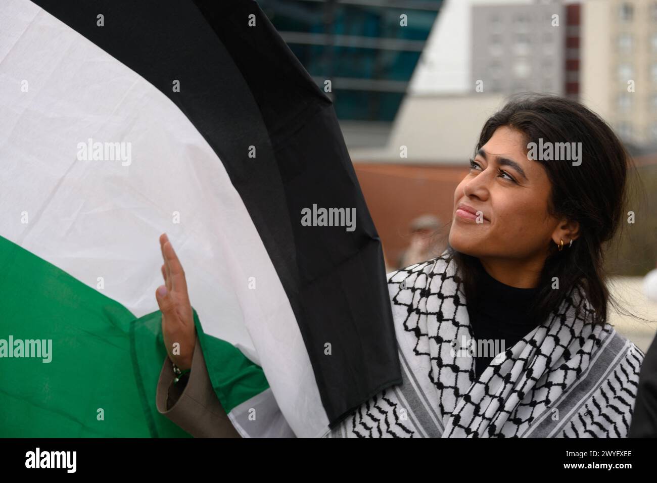 Argenteuil, France. 06th Apr, 2024. Rima Hassan, candidate of