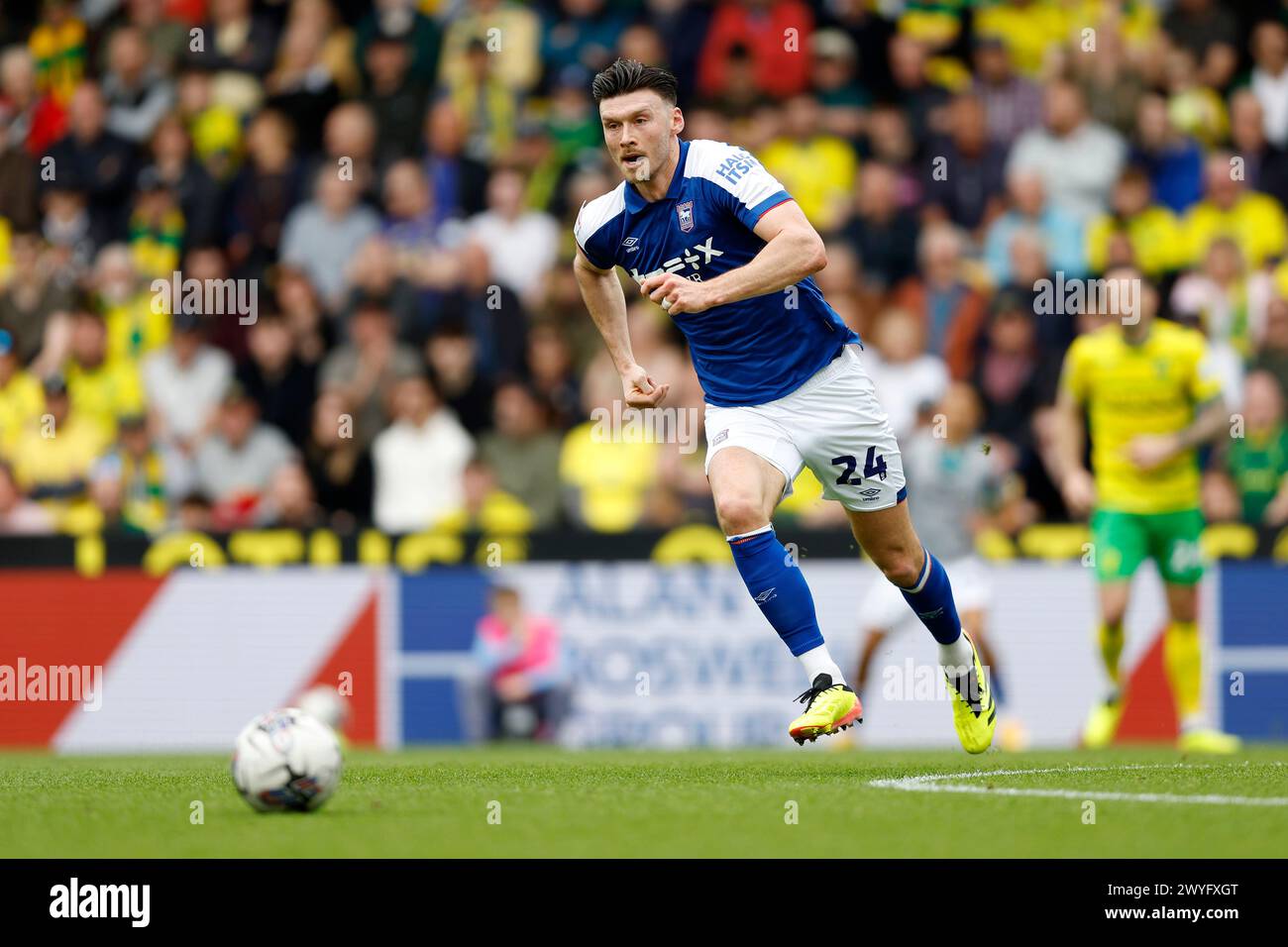 Ipswich Town's Kieffer Moore during the Sky Bet Championship match at Carrow Road, Norwich. Picture date: Saturday April 6, 2024. Stock Photo