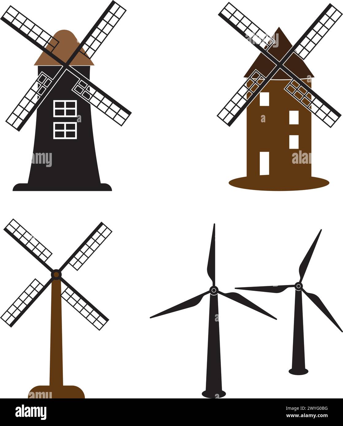 Windmill logo vector illustration flat design Stock Vector Image & Art ...