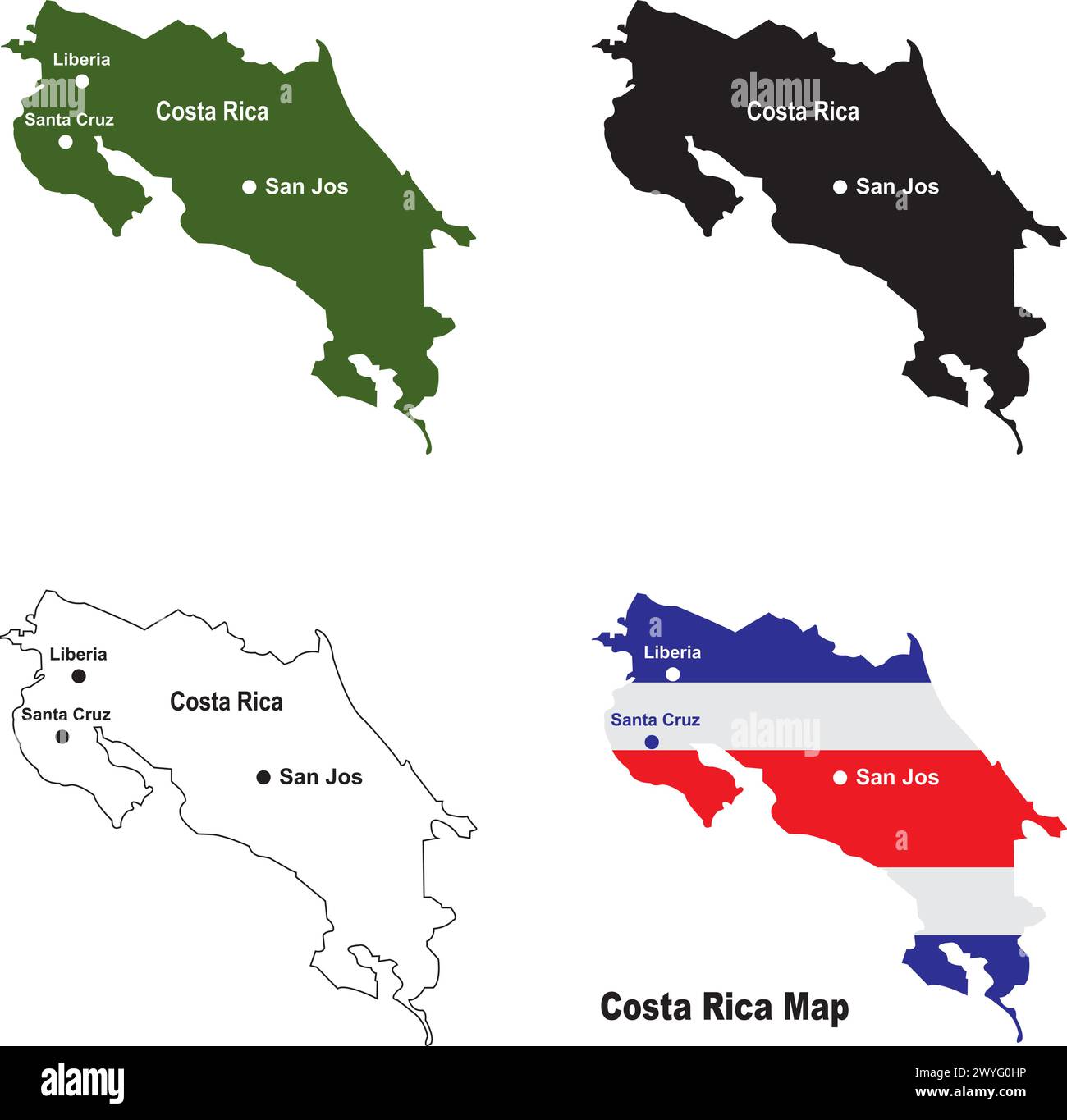 Map of costa rica hi-res stock photography and images - Alamy