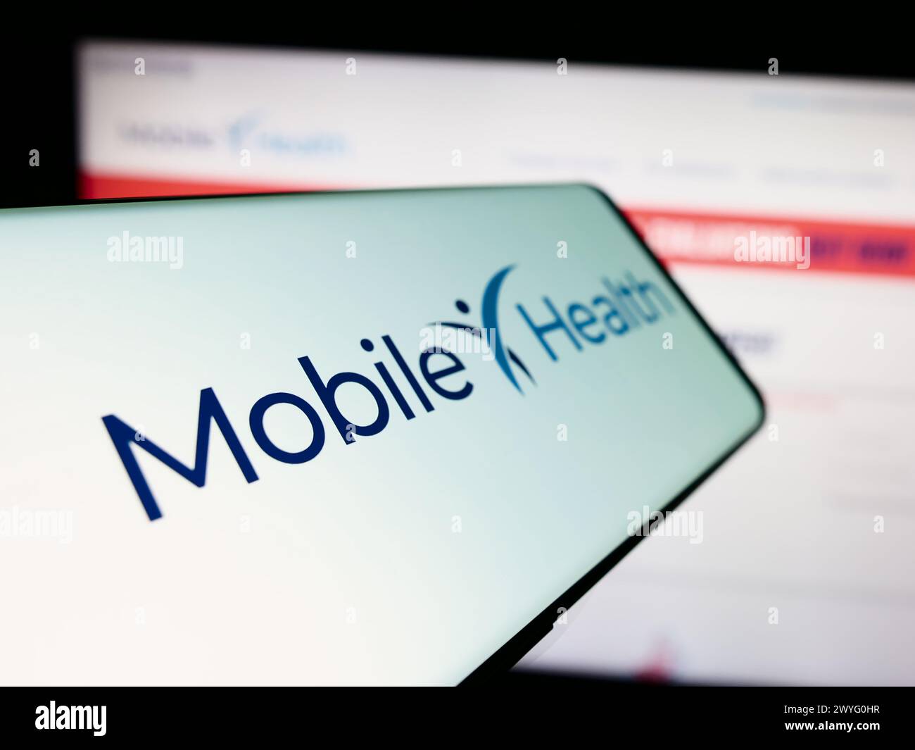 Mobile phone with logo of American company Mobile Health Management