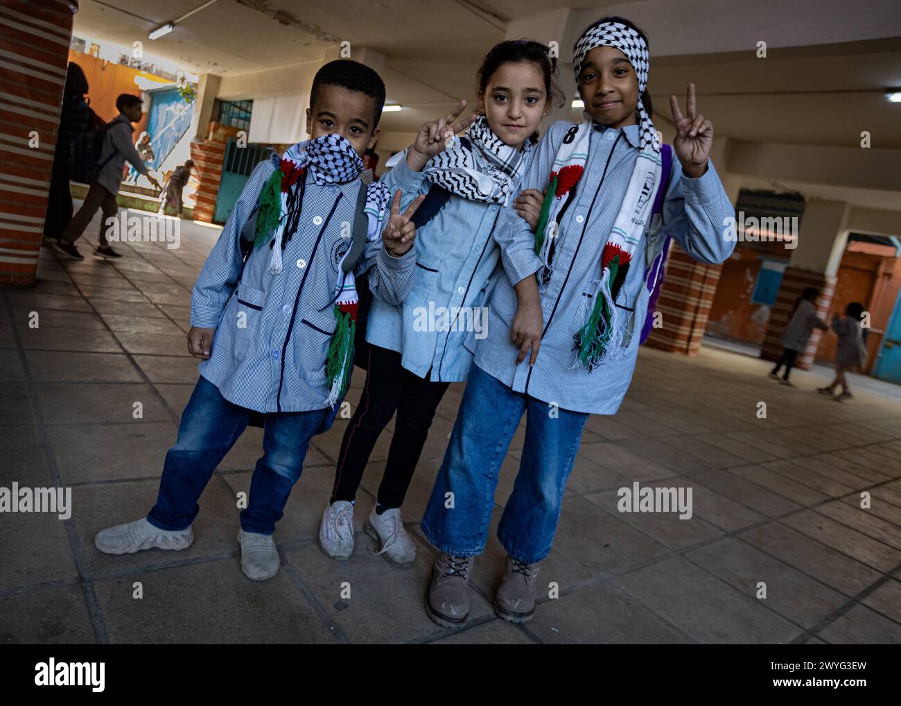 Palestinian children in a UNRWArun school in Shatila Refugee Camp in