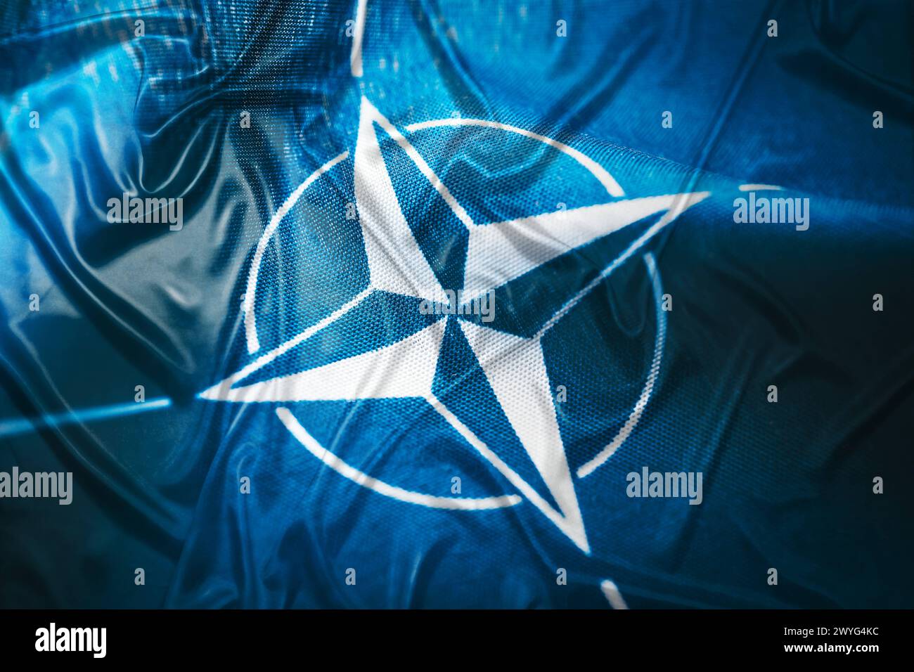 FOTOMONTAGE, NATO-Fahne *** FOTOMONTAGE, NATO flag Stock Photo