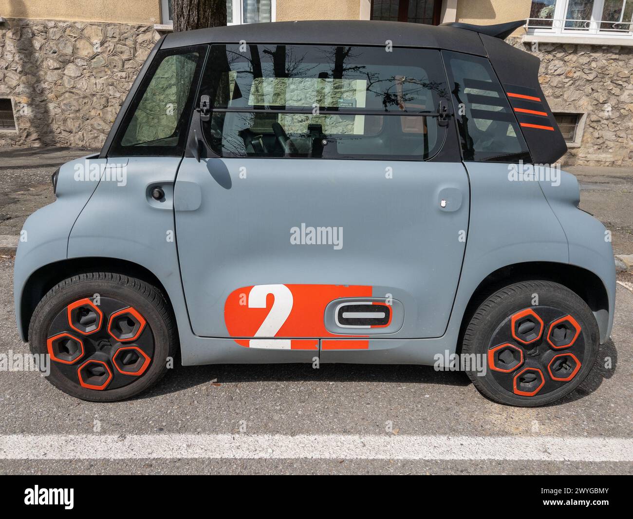 Italy - April 05, 2024: Citroën Ami electric minicar from the French automaker Citroen Stock Photo