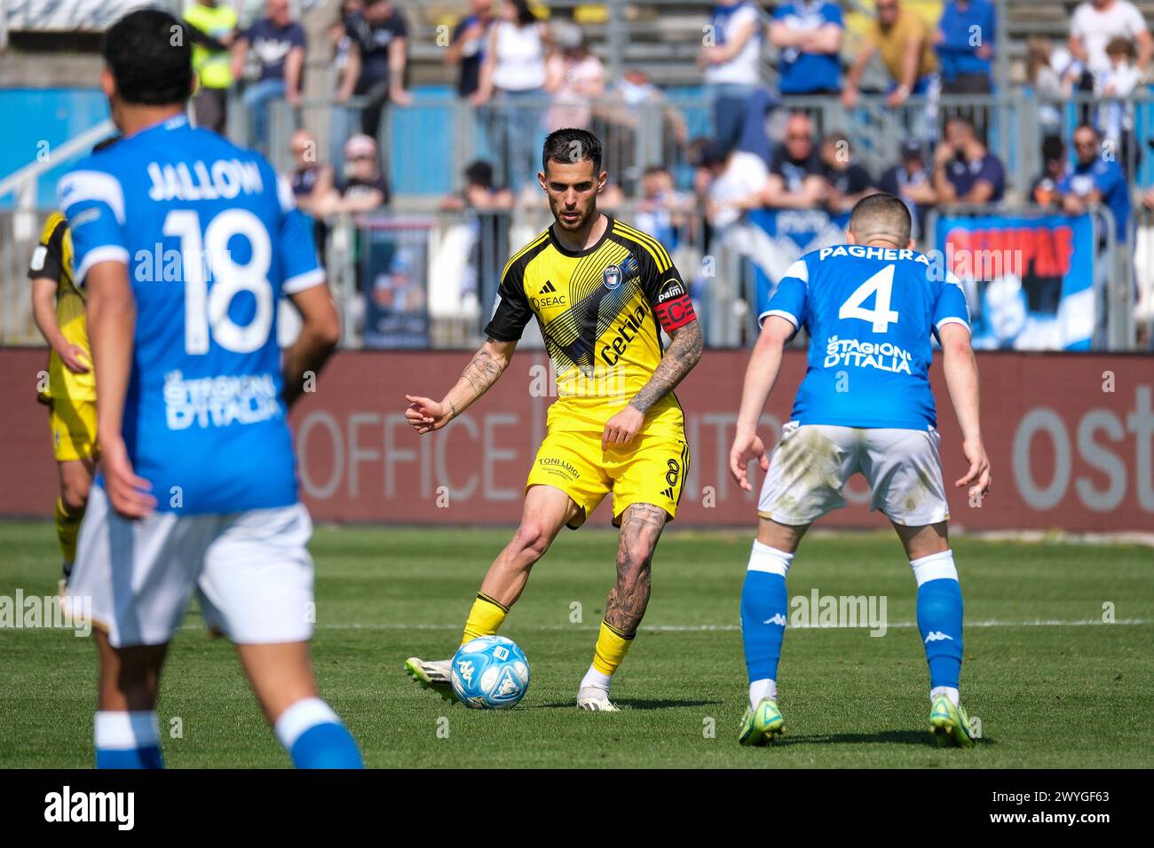 Marius Marin of Pisa Sporting Club 1909 during the Italian Serie B soccer championship match between Brescia Calcio FC and Pisa SC 1909 at Mario Rigam Stock Photo