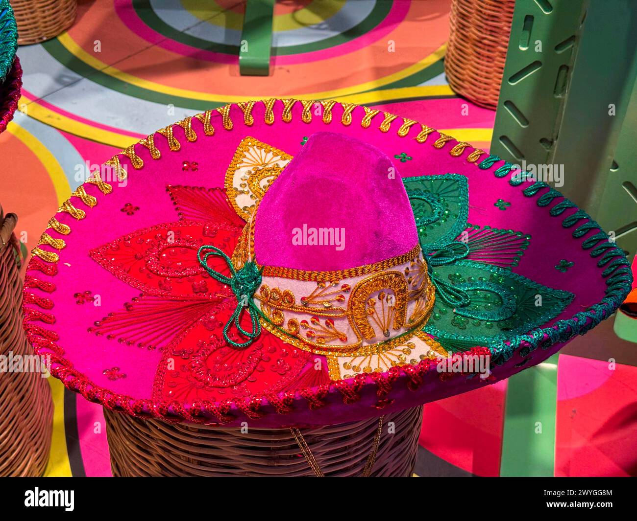 Mexican charro hat or Mexican mariachi pink souvenirs terminal 2 T2 of ...