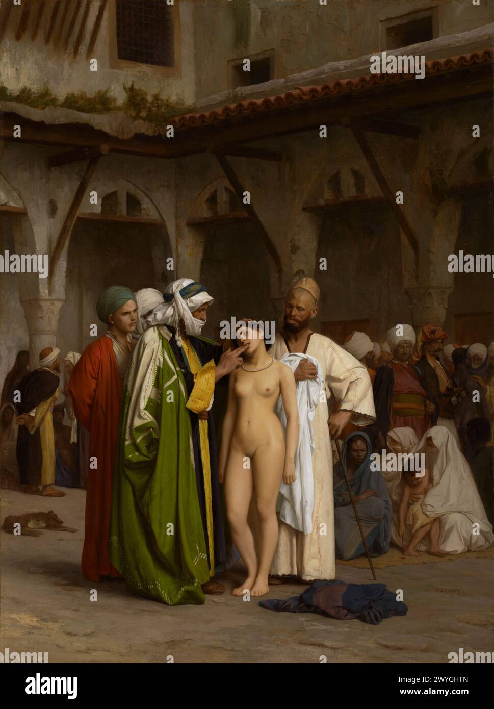 The Slave Market, c. 1866, Clark Art Institute. Gérôme executed a very similar painting in 1857, in an ancient Greek or Roman setting  Jean-Léon Gérôme Stock Photo