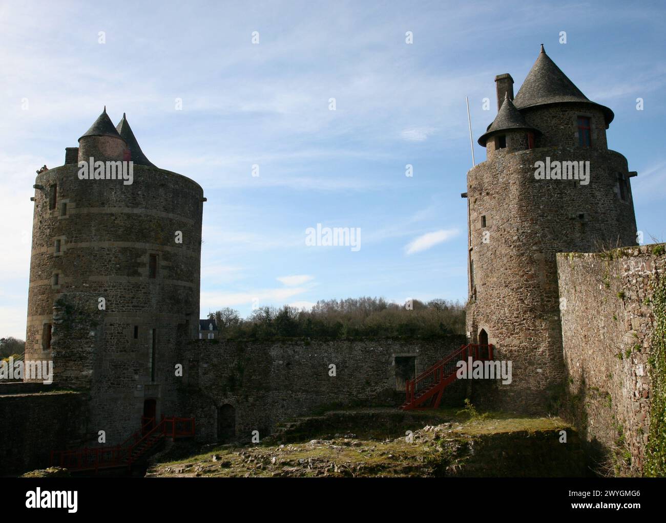 Inside the walls of Fougeres Chateau, Fougeres, Brittany, France, Europe in the spring of 2024 Stock Photo