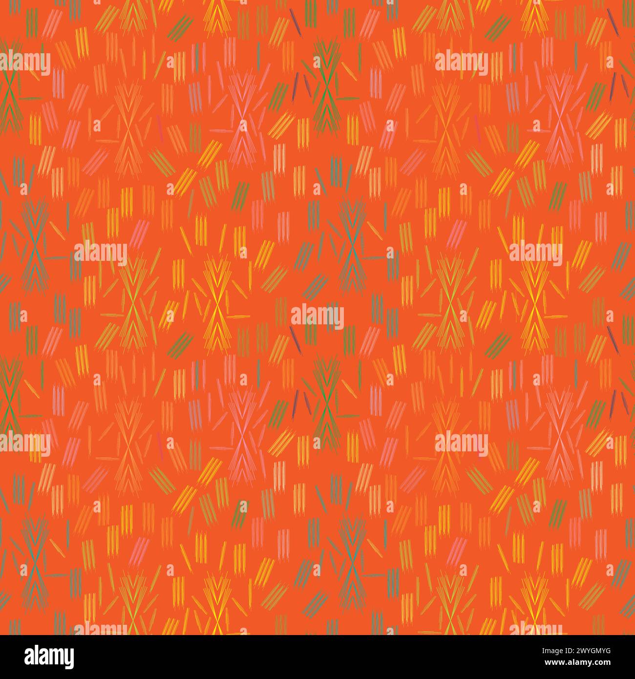 Colorful seamless background pattern with multicolored lines on orange background Stock Vector
