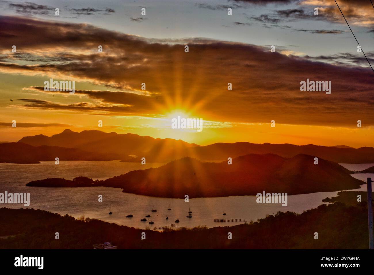 Sunset view in Coron, Palawan, Philippines from Tapyas Stock Photo