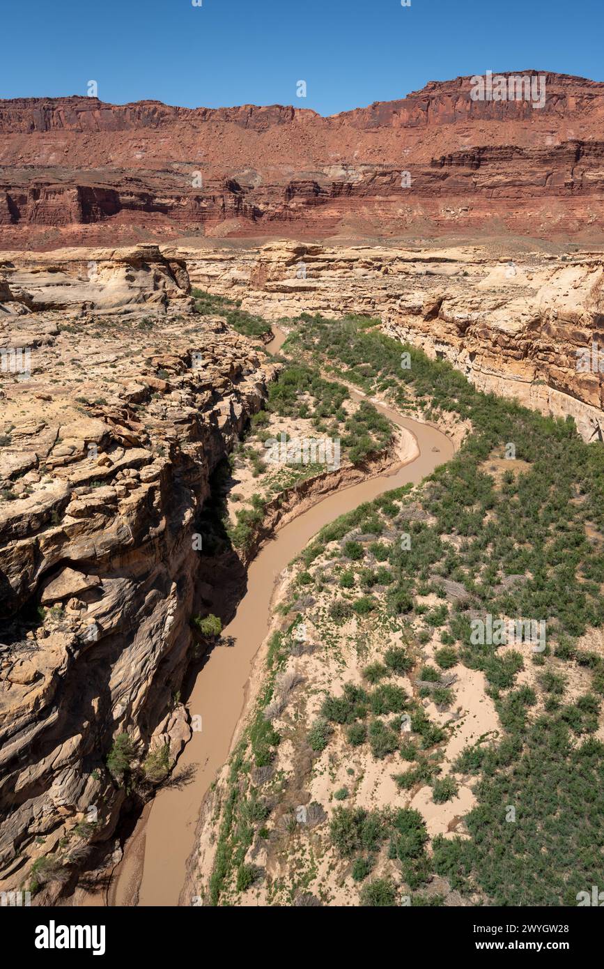 Canyon of the Dirty Devil River that had been innundated by Powell Reservoir, Utah. Stock Photo