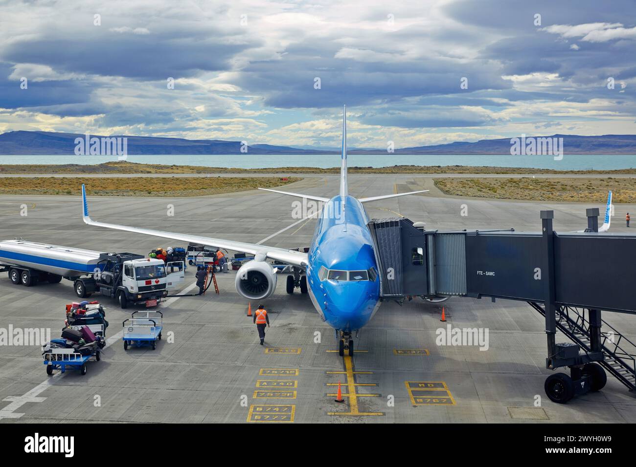 El Calafate Airport. Argentino Lake. Santa Cruz province. Patagonia. Argentina. Stock Photo