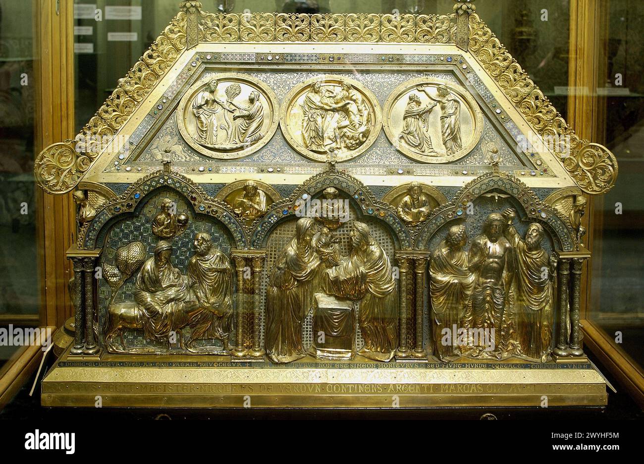Chest preserved in the treasure museum of Notre Dame cathedral. Tournai. Hainaut, Belgium. Stock Photo