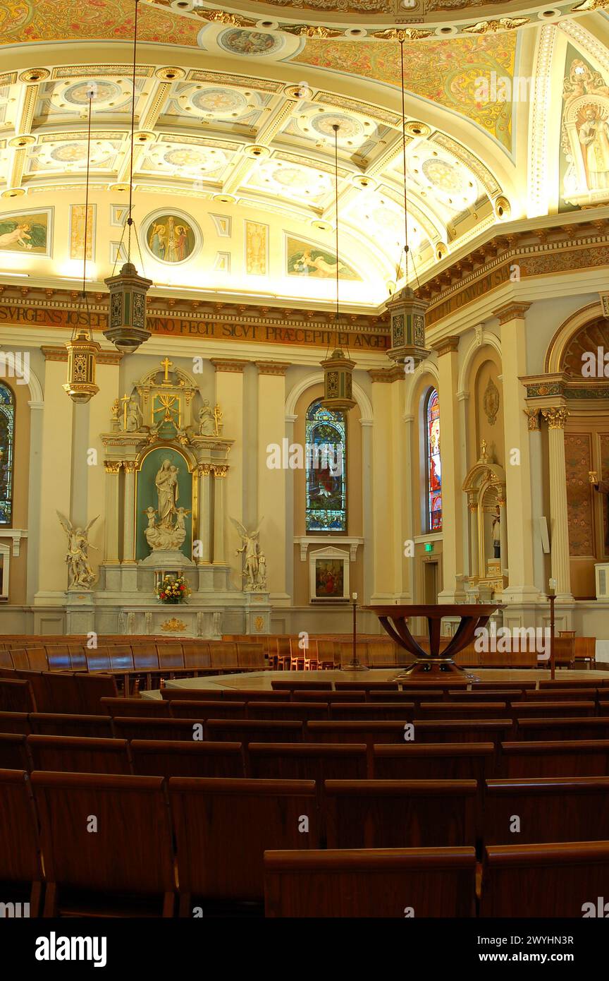 The interior of the St Josephs Cathedral, in San Jose, California is the seat of the Catholic archdiocese in the area Stock Photo