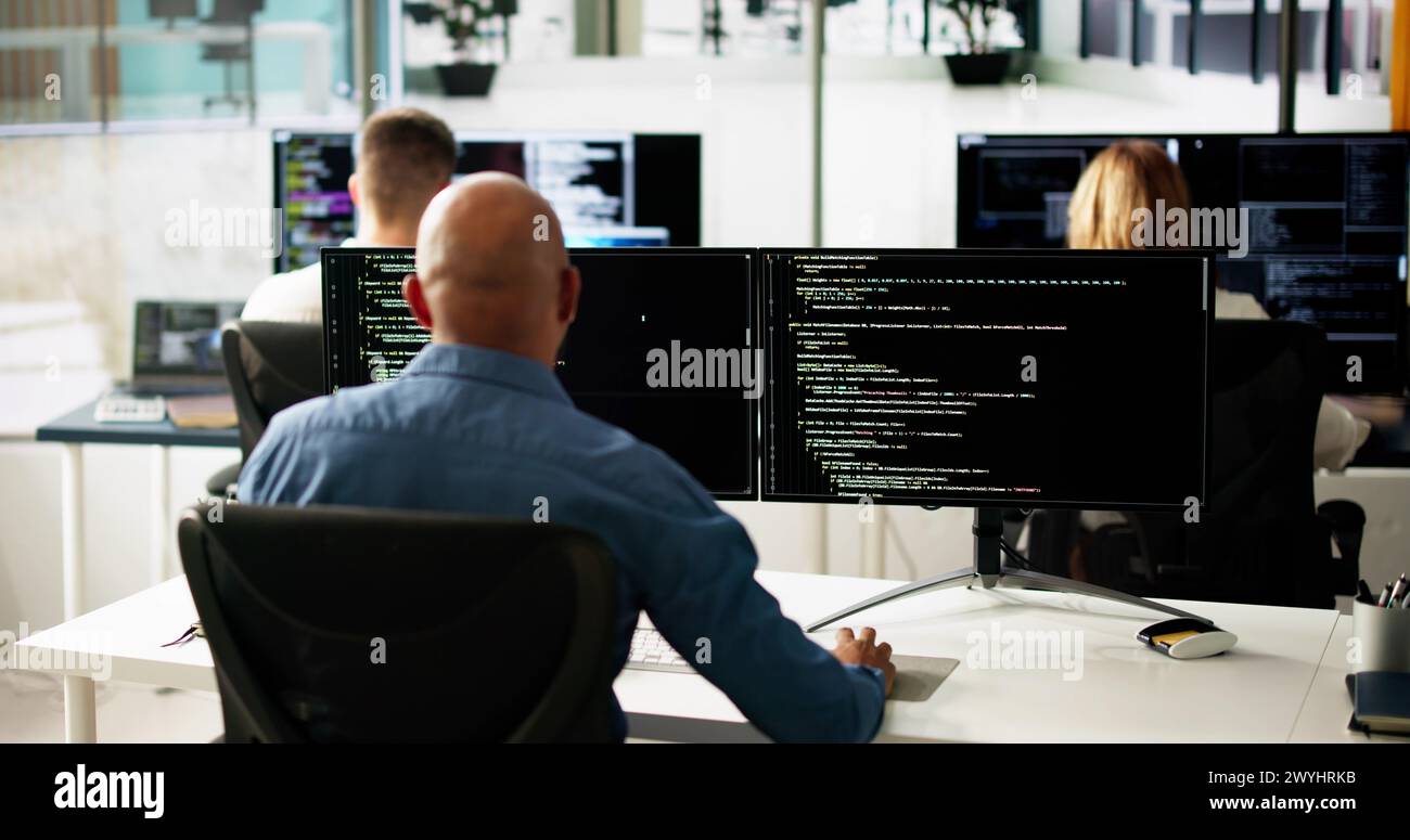 Agile Pair Programming And Extreme Coding. Business Software Stock Photo