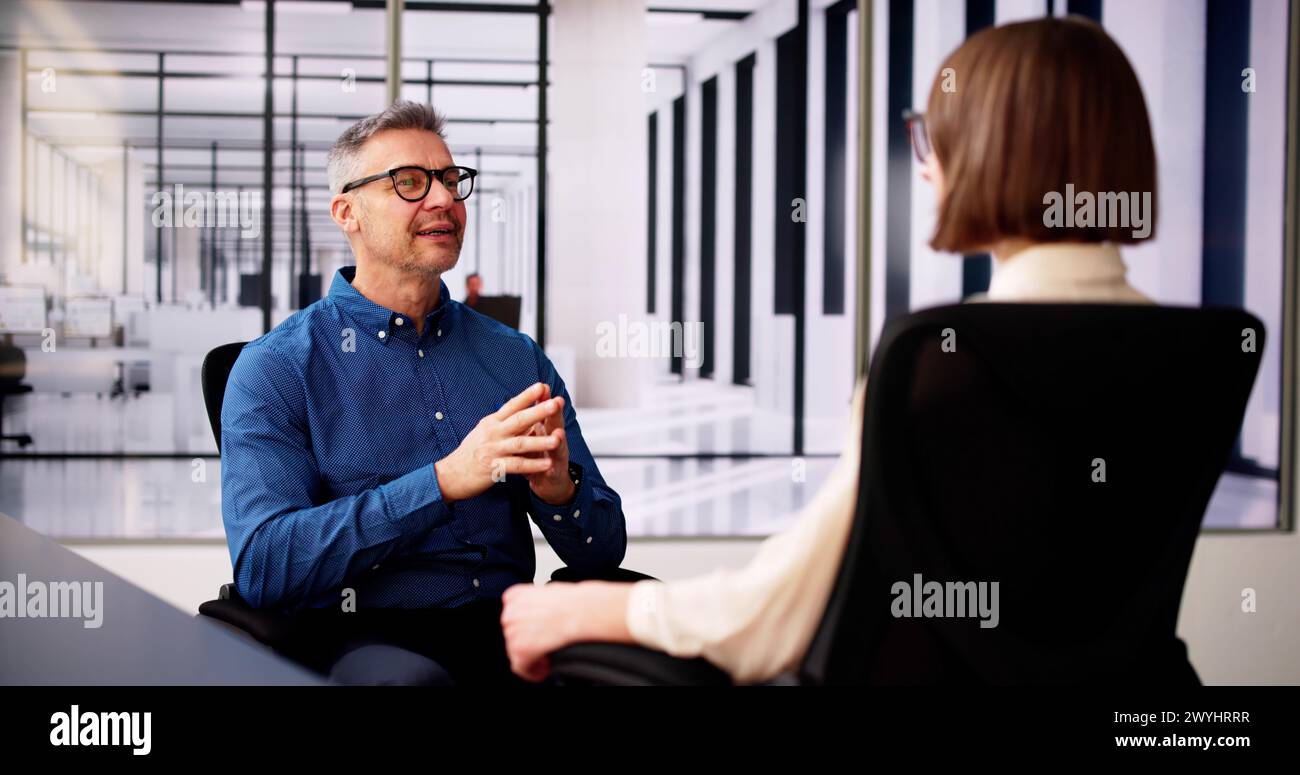 Business People Talk Or Conversation At Interview Stock Photo