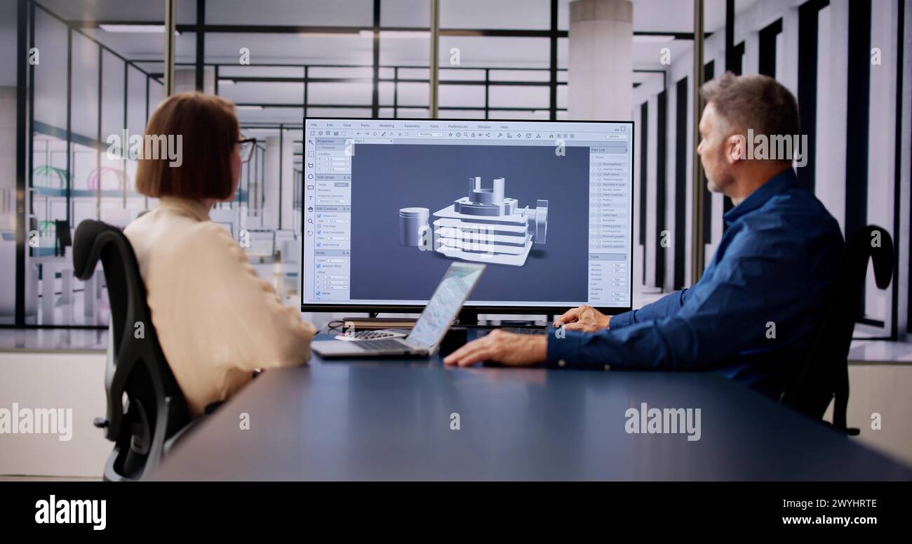 3D Software Engineer Developing Engineering Design Models Stock Photo