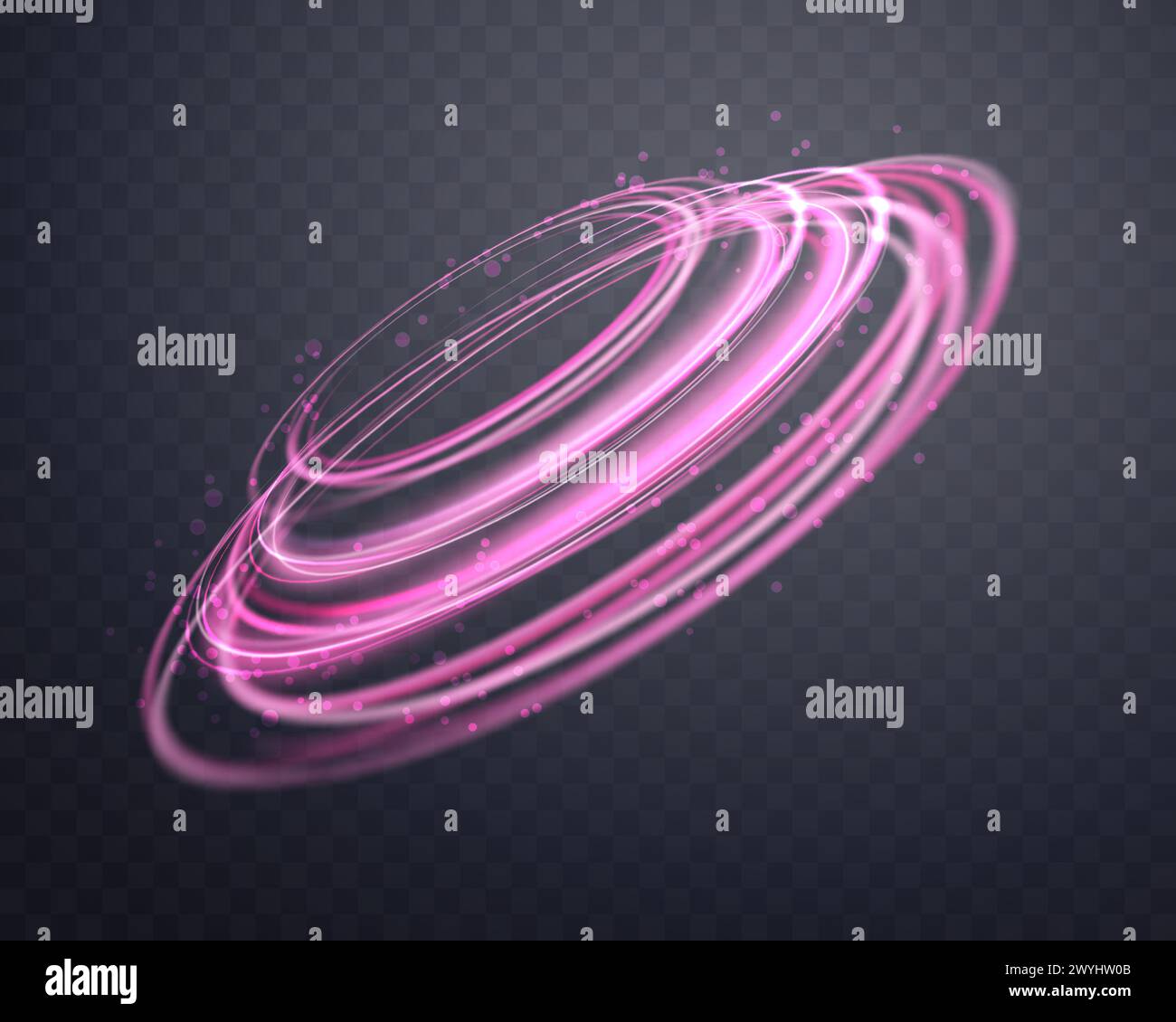 Glowing pink magic rings. Dynamic orbital flare halo ring. Neon