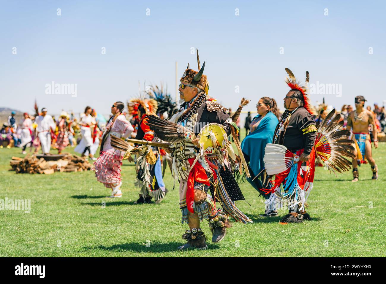 Malibu, California. April 6, 2024.  Chumash Day Pow Wow and Inter-tribal Gathering. The Malibu Bluffs Park is celebrating 24 years of hosting the Annu Stock Photo