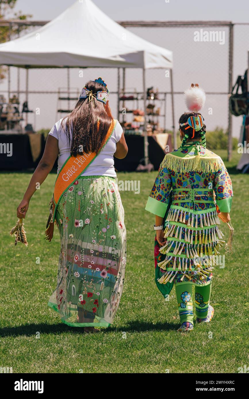 Malibu, California. April 6, 2024. Powwow. Native American women in