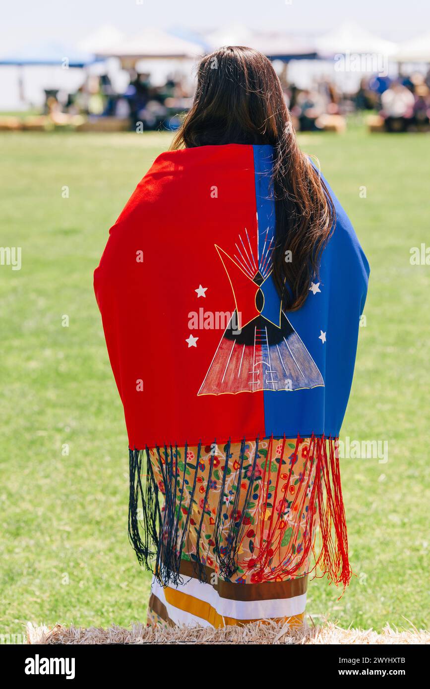 Malibu, California. April 6, 2024. Powwow. Native Americans dressed in ...