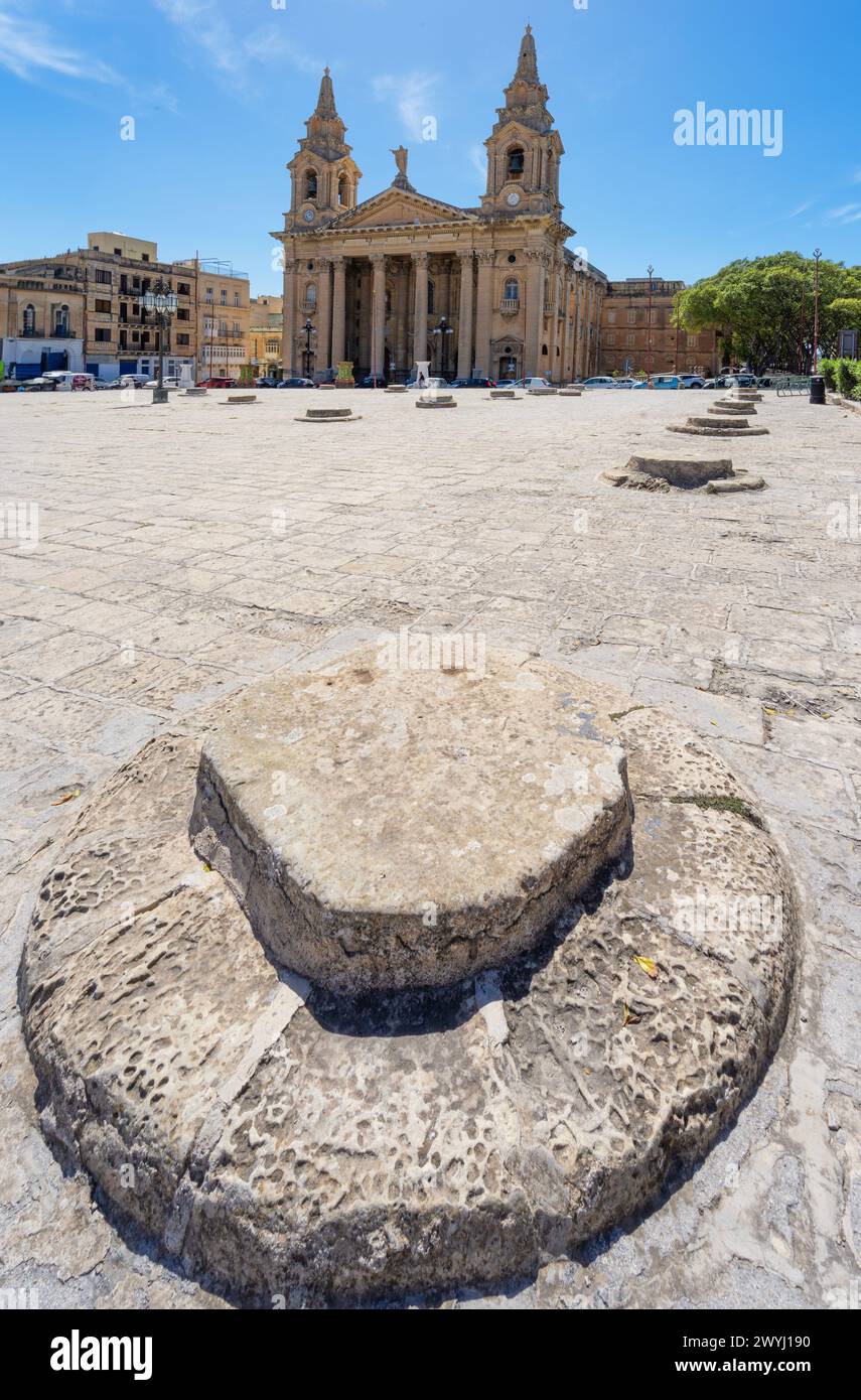 Valletta, Malta, April 03, 2024. The parish church of San Publio in Floriana Stock Photo