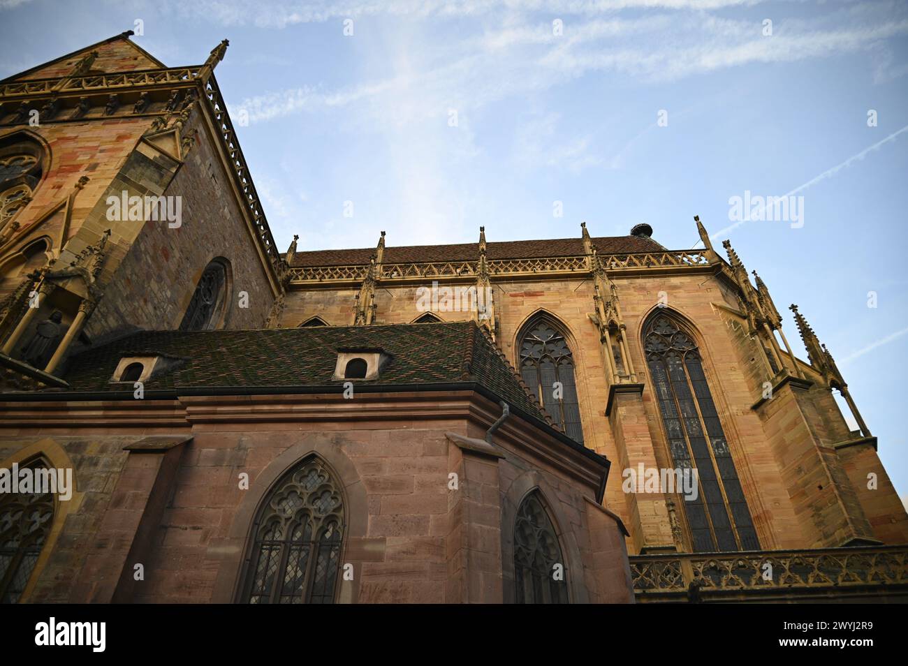 Landscape with scenic view of the Gothic style Église Saint-Martin a ...