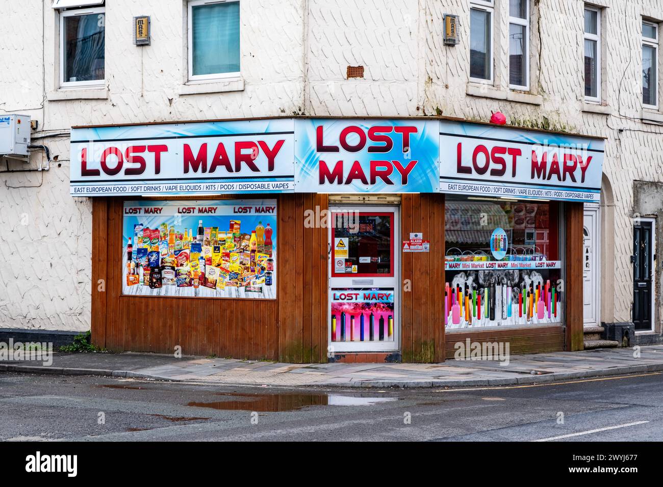 Lost Mary, East European convenience shop in Crewe Cheshire UK Stock Photo