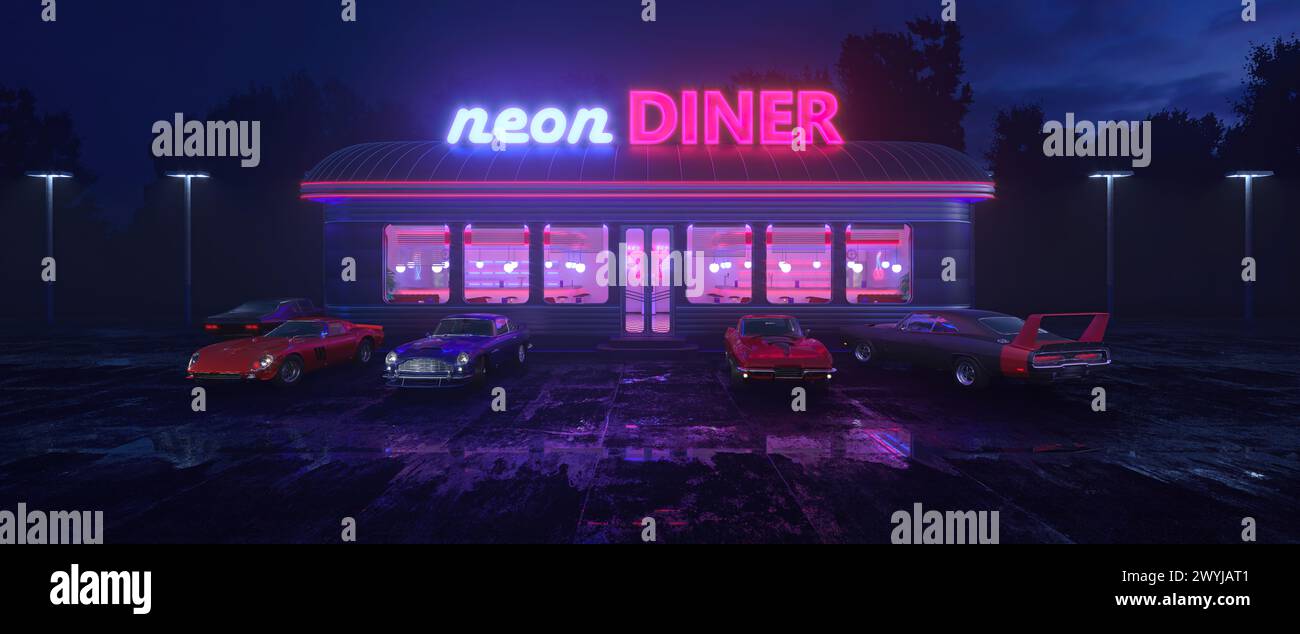 1950s drive in diner sign hi-res stock photography and images - Alamy