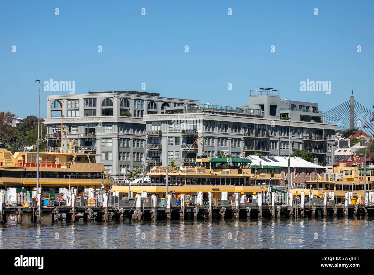 Balmain shipyard with Sydney Ferries vessels being maintained and