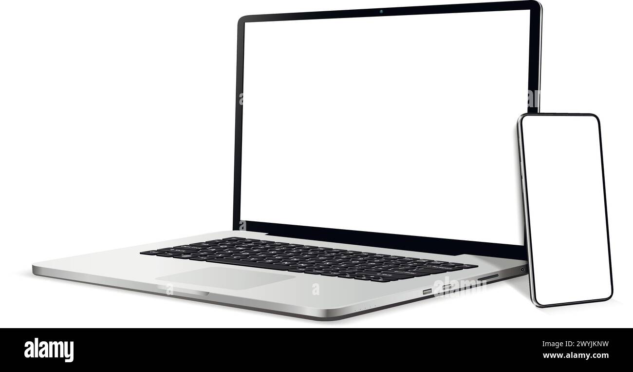 Laptop and phone mock up. Vector illustration for responsive web design ...