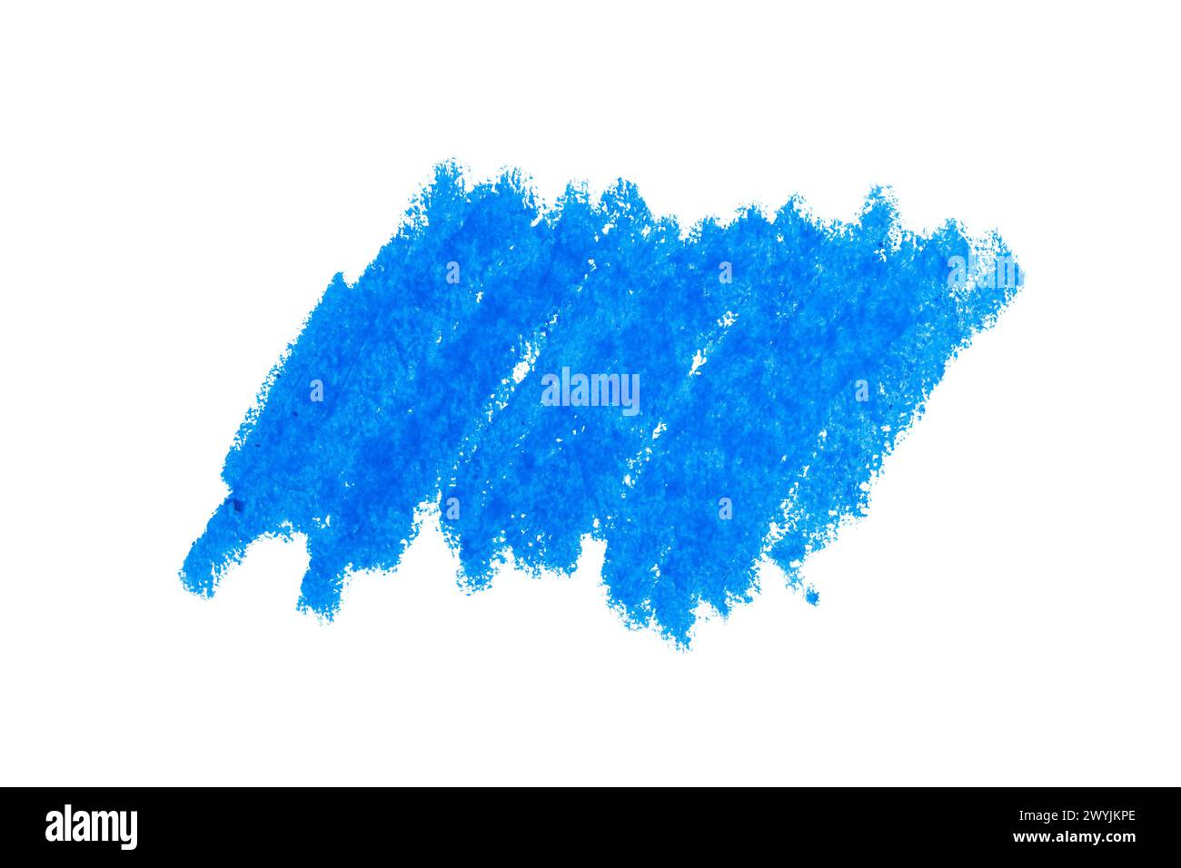 Hand drawn blue crayon stroke on white background Stock Photo Alamy