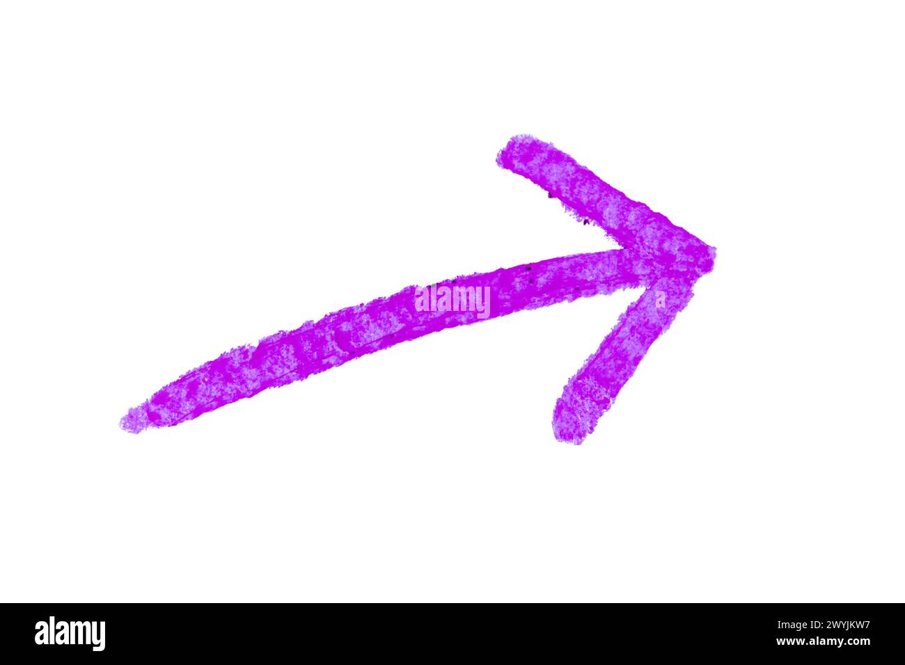 Arrow drawn with purple crayon on white background Stock Photo - Alamy