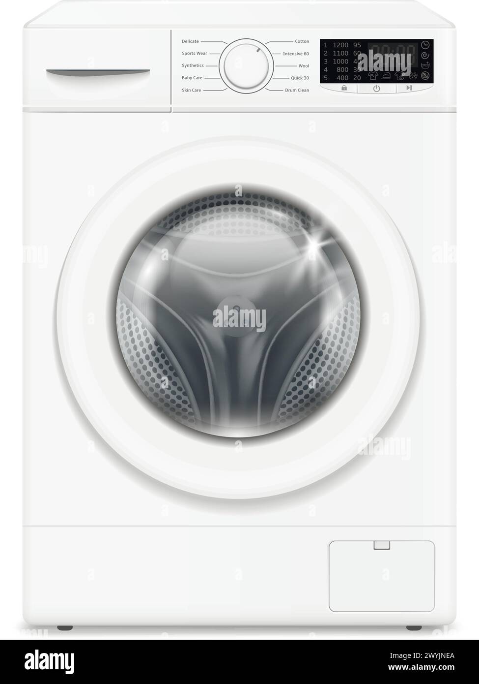 Modern automatic washing machine on white background. Vector illustration. Stock Vector