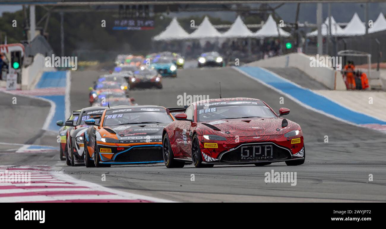 39 DETOUT Baudouin (fra), TBA, GPA Racing, Aston Martin Vantage AMR GT4 Evo, action during the 1st round of the 2024 GT4 European Series powered by Rafa Racing Club on the Circuit Paul Ricard, from April 5 to 7, 2024 in Le Castellet, France - Photo Marc de Mattia/DPPI Credit: DPPI Media/Alamy Live News Stock Photo