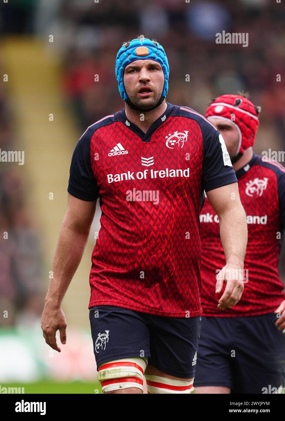 Munster's Tadhg Beirne during the ECPR Challenge Cup match at cinch Stadium at Franklin's Gardens, Northampton. Picture date: Sunday April 7, 2024. Stock Photo