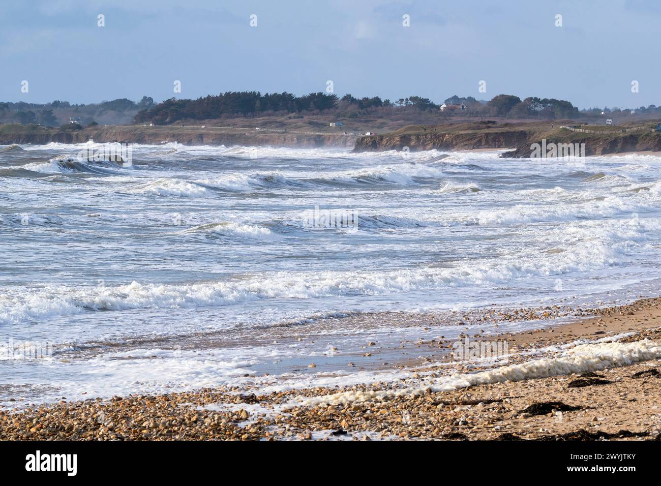 France, Morbihan, Guidel, the wild coast in winter Stock Photo