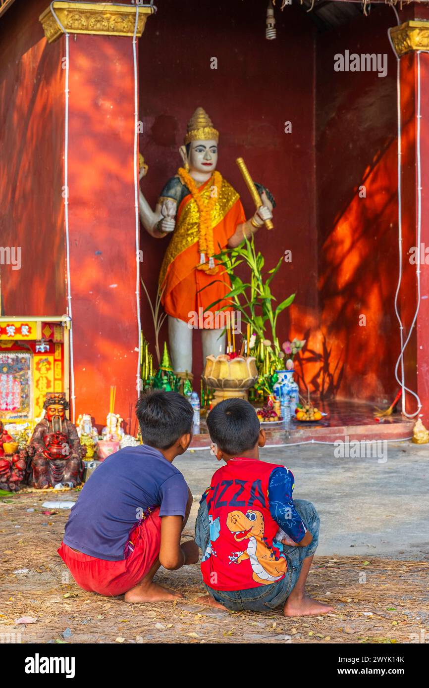 Cambodia, Kampot province, Kampot, Traeuy Kaoh or Fish Island, Buddhist oratory Stock Photo